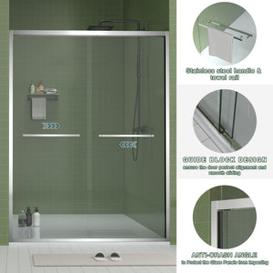 Aluminum Frame Double Sliding Shower Door (56-60"x70")