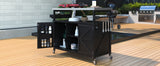 K&K Outdoor Kitchen Island with Rolling Bar Cart and Storage Cabinet