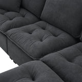 Leland Suede-Tufted L-Shaped Sectional With Ottoman