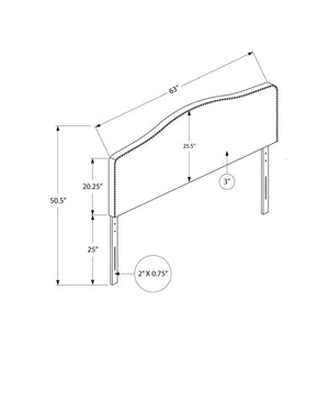Queen Size Upholstered Gray Headboard - Transitional Style