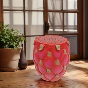 13.4' Oversized Resin Dragon Fruit Stool, Multi-Purpose Side Table & Plant Stand