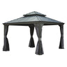 13x13FT Outdoor Hardtop Gazebo with Galvanized Steel Double Roof