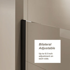 Glass Shower Door with Stainless Steel Handle - Black