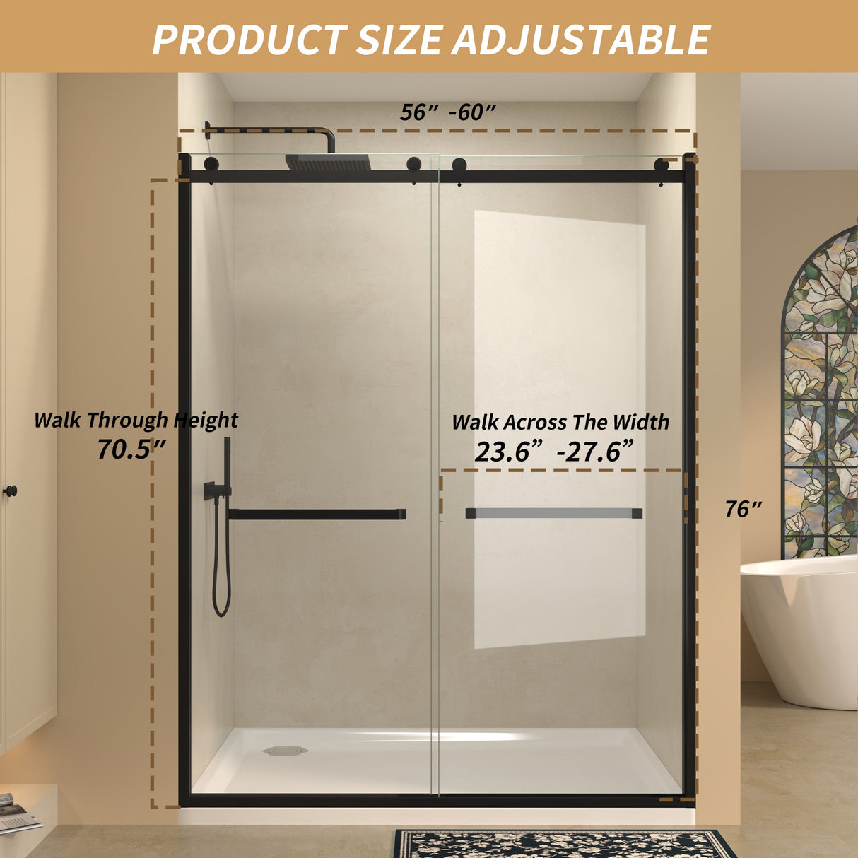 Semi-Frameless Double Sliding Glass Shower Doors