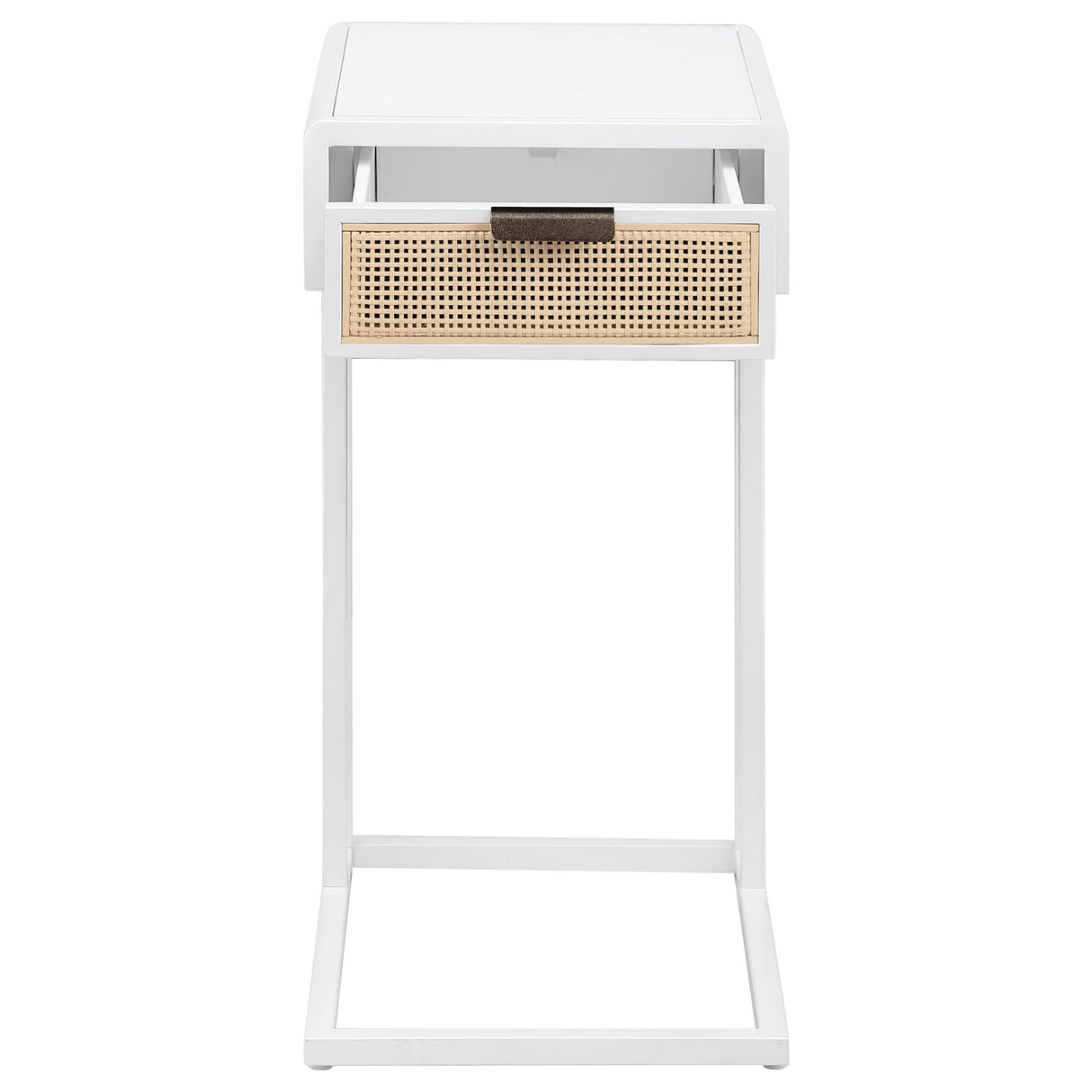 Kenneth - C Shape Side Table With Single Drawer - White