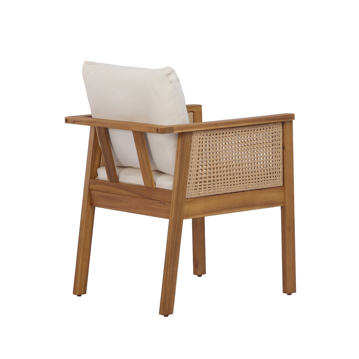 Outdoor Dining Chairs Set of 2 with Acacia Wood and Washable Cushions