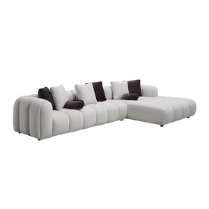 Manilla Sectional Sofa With 8 Pillows - Ivory White