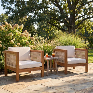 Outdoor Club Chair & Rope Arm And Cushions