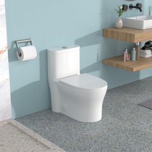 1 Piece Toilet For Bathroom, Dual Flush 1.22/1.6 Gpf, Soft Closing Seat - White