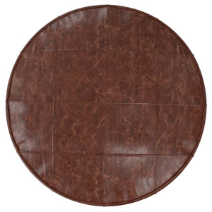Connor 34" Round Coffee Table Pouf - Distressed Brown
