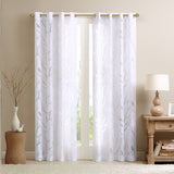 Grommet top sheer bird on branches burnout window curtain (only 1 pc panel)