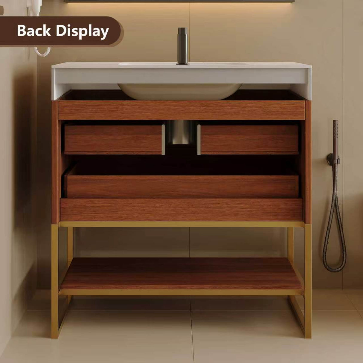 29.9" Modern Free-standing Bathroom Vanity with Sintered Stone Top