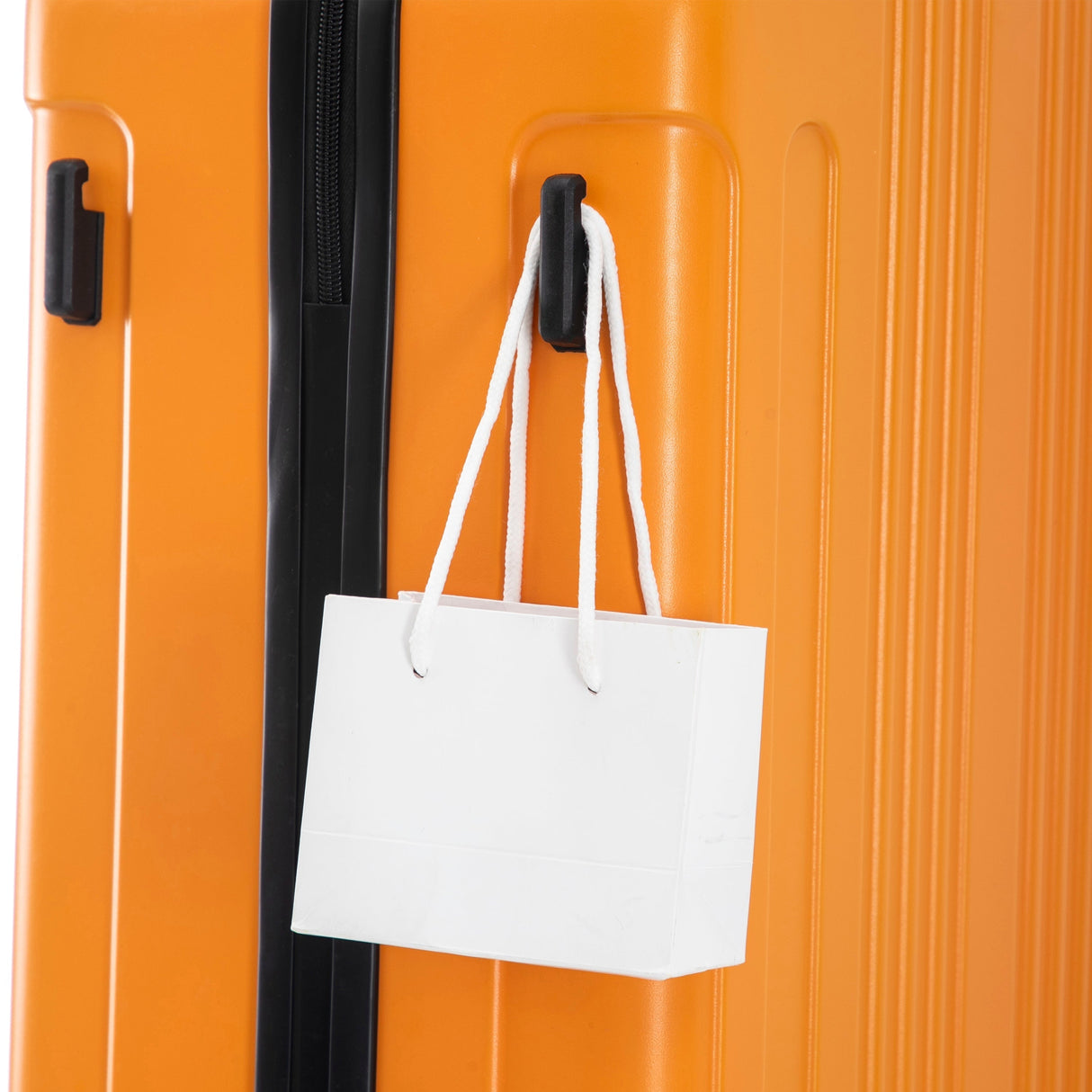 3-Piece ABS Spinner Wheel Luggage Set in Black and Orange