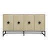 Carved 4 Door Sideboard With Storage, Adjustable Shelf