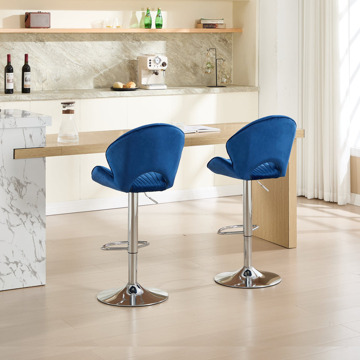 Bar Stools Set of 2 - Adjustable Barstools with Back and Footrest