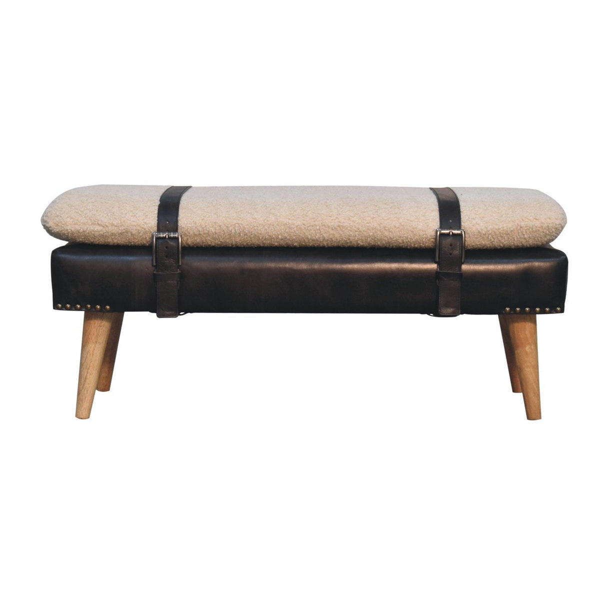 Bouclé Buffalo Hide Bench