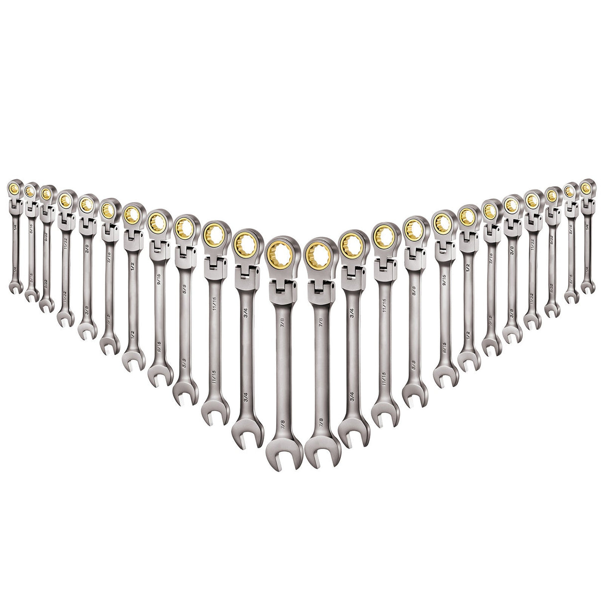 Flex-Head Ratcheting Wrench Set, 24-Piece SAE and Metric