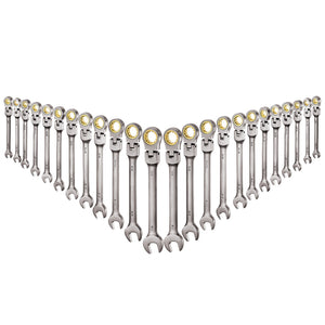 Flex-Head Ratcheting Wrench Set, 24-Piece SAE and Metric