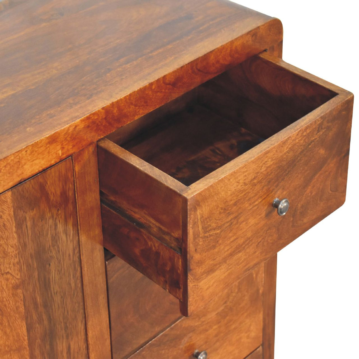 Solid Wood Aspen Cabinet, 2 Shelves, 4-Drawers