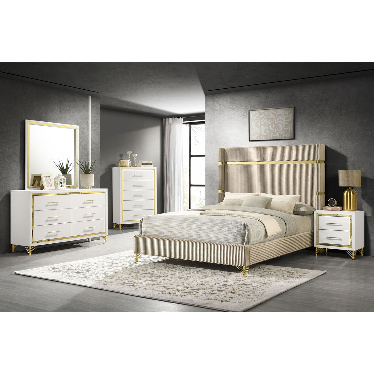 Chesney - 2 Drawer Nightstand With Trim, Bedroom Side Table - White