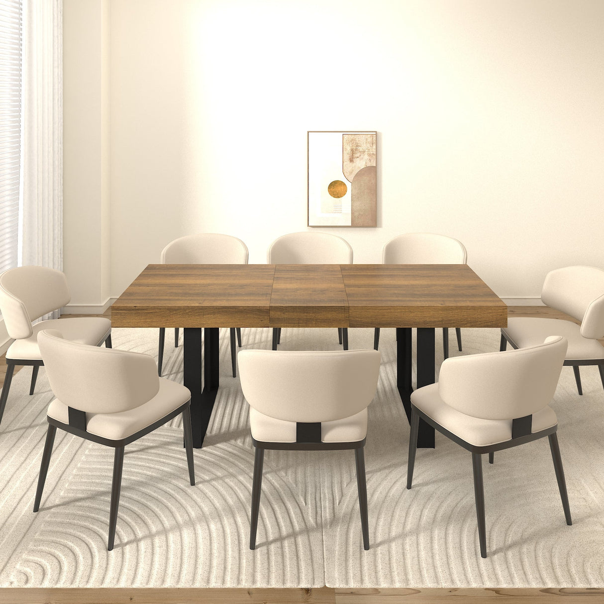 Rectangle Extendable Dining Table for 6-10 People
