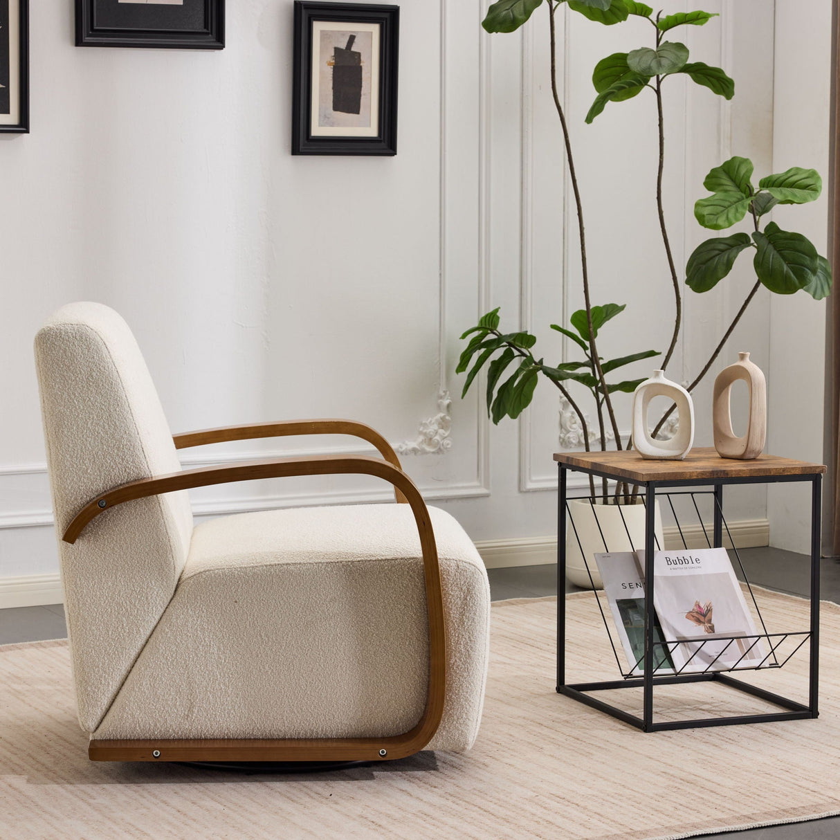 Swivel Accent Rotatable Ergonomic Single Chair For Living Room