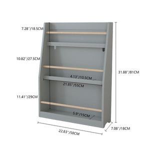 3 Tier Book Shelf with Compact Storage - Multiple Colors