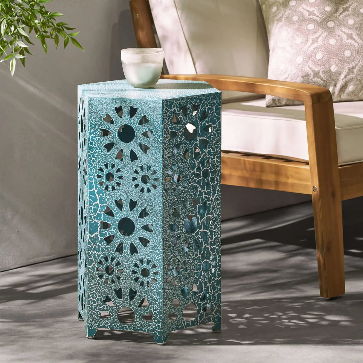 Galore - Side Table With Sunburst Cut-Out Design
