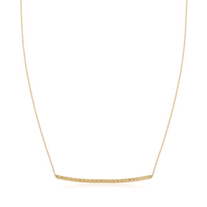 14k Yellow Gold Thin Textured Bar Necklace