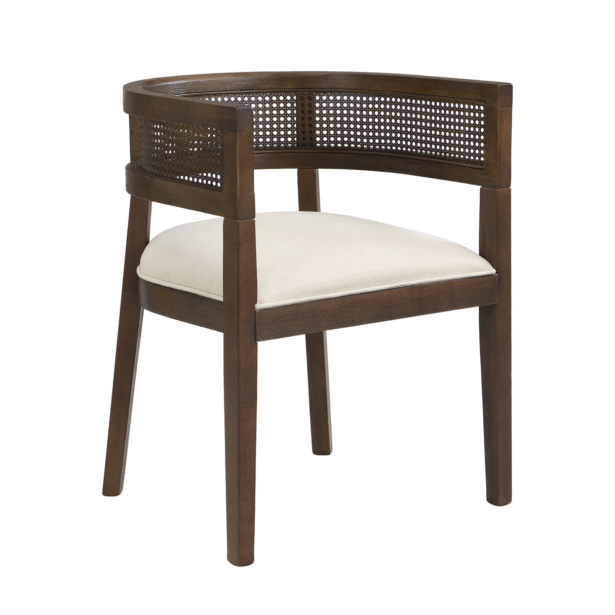 Barrel Dining Chair with Rattan Back, Set of 2