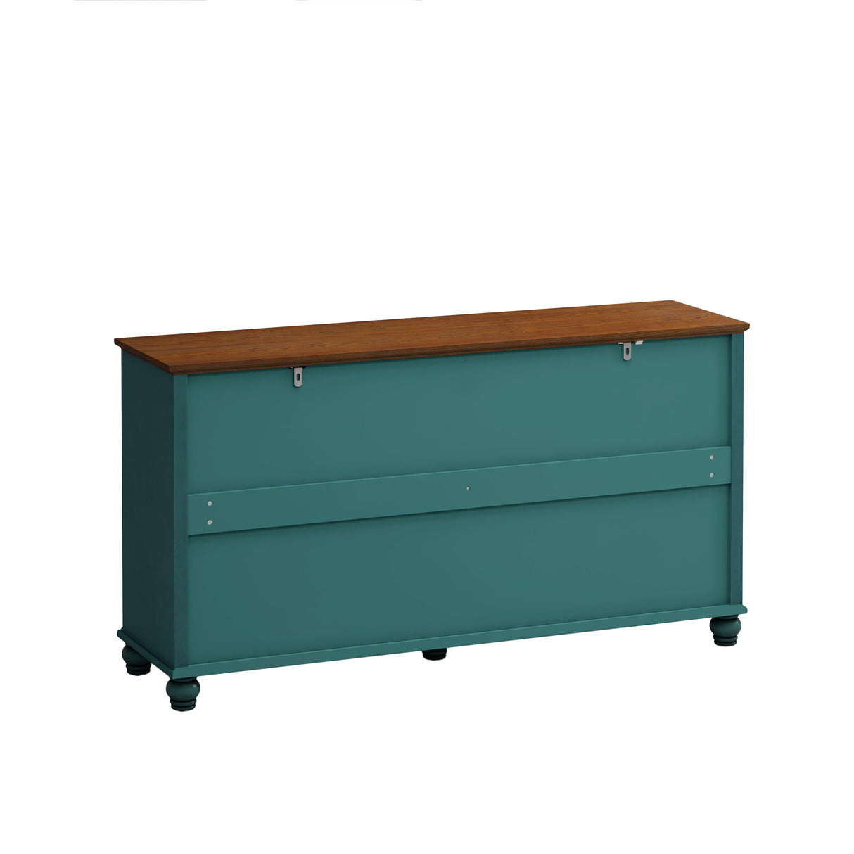 Elegant European Antique Style 4-Door Cabinet with Tempered Glass Doors, Dark Green MDF with Wood Veneer and Solid Wood Legs, 59.45L x 15.75W x 31.89H inches