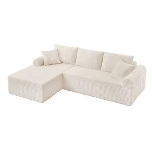 Modular Sectional With Arched Armrests, Includes 3 Back Cushions & 2 Throw Pillows