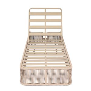 Beige and White Adjustable Sunlounge with Woven Rope Base