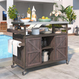 K&K Outdoor Kitchen Island, Rolling Bar Cart & Storage Cabinet