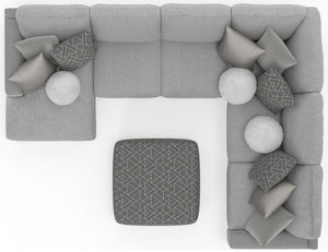 Canyon - 4 Piece Sectional With Cuddler Seat Cushions, Included Accent Pillows And Cocktail Ottoman (Left Side Facing Chaise) - Platinum