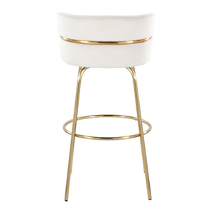 Cinch - Glam / Art Deco Fixed Height Barstool With Swivel With Round Footrest (Set of 2)
