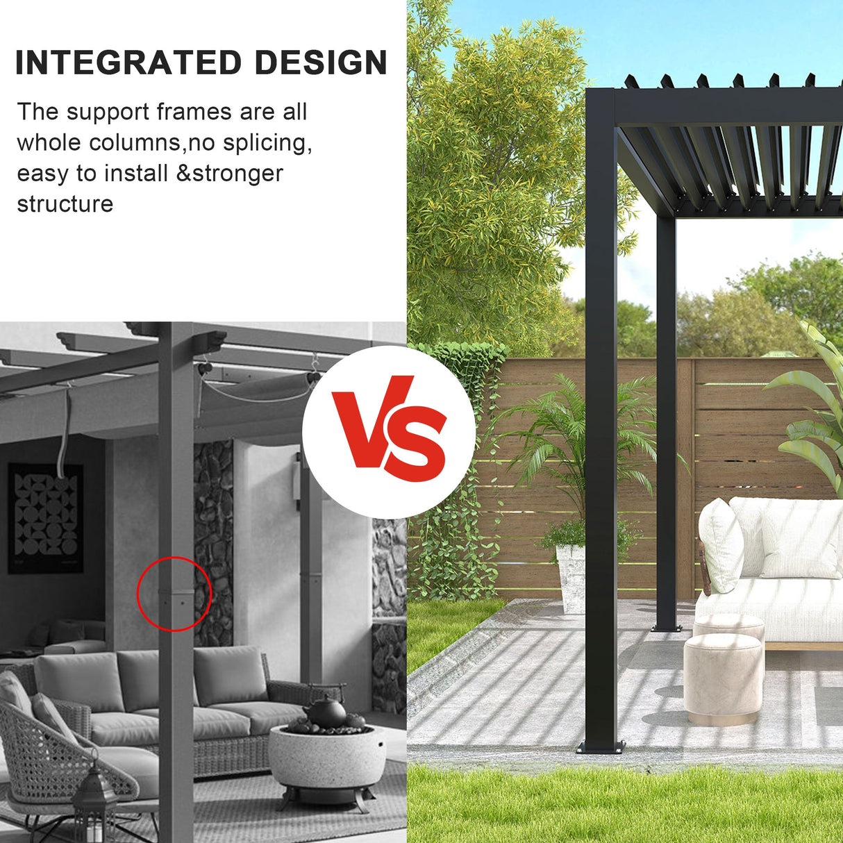 8610J Louver Pergola 10x19ft Aluminum Frame & Louvers