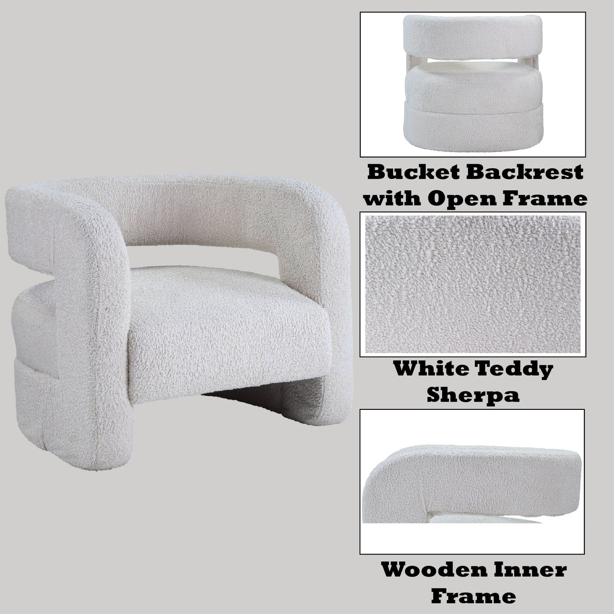 Yitua Teddy Sherpa Accent Chair - White