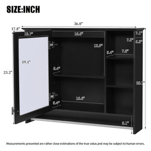 Modern Wall Mounted Mirror Cabinet with Adjustable Shelf - White or Black
