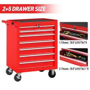 7-Drawer Rolling Tool Chest with Wheels, Multifunctional Tool Box and Storage Cabinet for Garage, Workshop, or Repair Shop