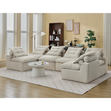 Modular-Sofa,-Corduroy,-Beige-Sofas-&-Sectionals