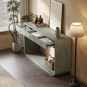 onsole Table With 3 Drawers And Display Shelf