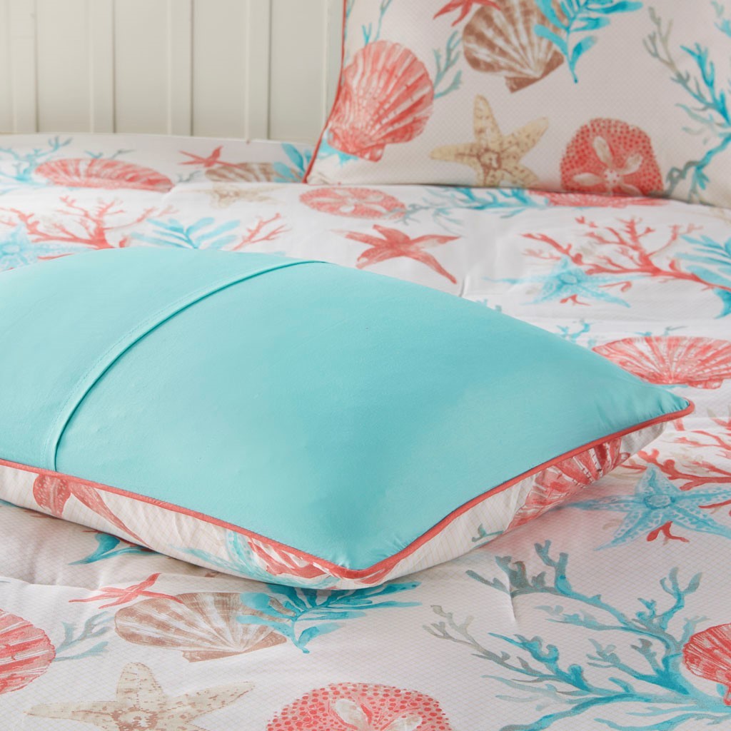 7 Piece Cotton Sateen Comforter Set Coral Cal King