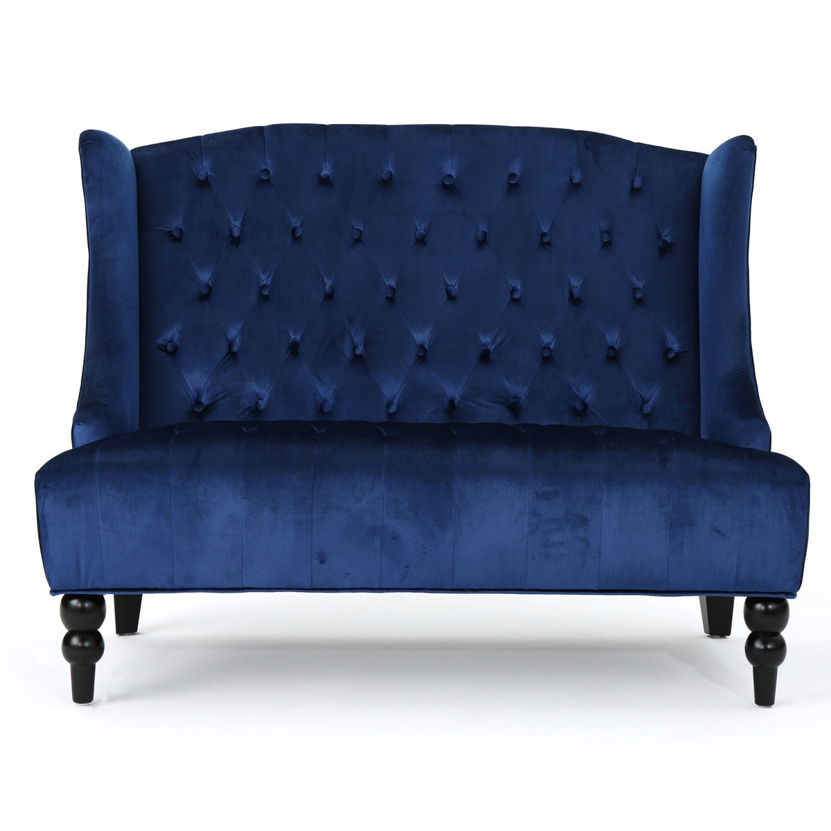 Upholstered Loveseat with Wing Back and Diamond Tufting - Multiple Colors