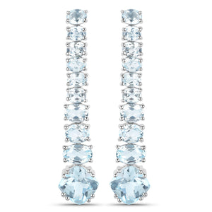 18K White Gold Plated 8.52 Carat Genuine Blue Topaz .925 Sterling Silver Earrings