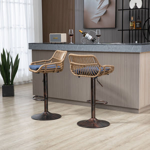 Modern Swivel Bar Stools Adjustable Counter Chairs With Footrest (Set of 2)
