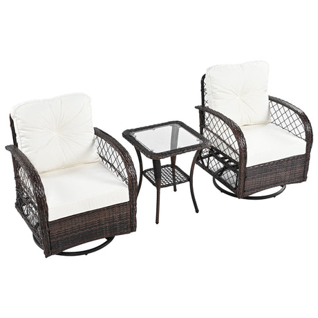 Ashley Swivel Conversation Set with Glass-Top Table