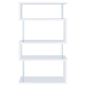 Emelle 63-inch 4-shelf Glass Panel Bookshelf White