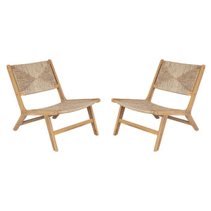 Acacia Wood Outdoor Armless Lounge Chair - Light Teak