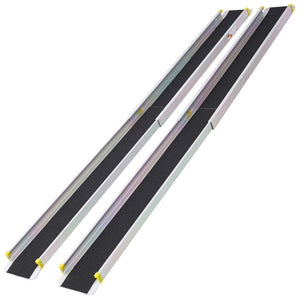Premium Adjustable Telescoping Wheelchair Track Ramps Aluminium - Silver
